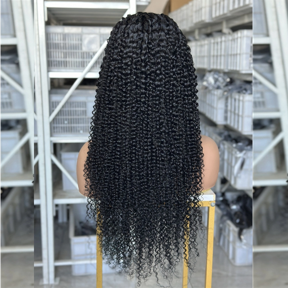 28inch Color #1 Black Color Kinky Curly 13x4 HD Lace Frontal Wig 180% Density